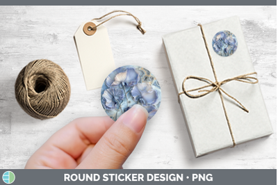 3D Agate Flowers Sweet Pea Stickers | Round Labels Designs