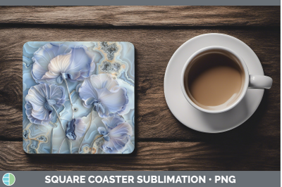 Sweet Pea Square Coaster 3D Agate Flowers Sublimation Drink