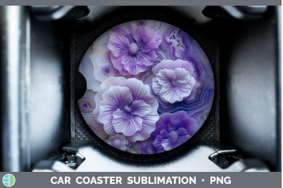 Violet Car Coaster 3D Agate Flowers Sublimation Drink Mat De