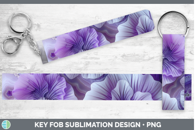Violet Key Fob 3D Agate Flowers Sublimation Wristlet Designs