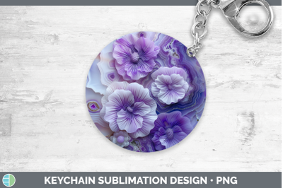 Violet Keychain 3D Agate Flowers Sublimation Keyring Designs