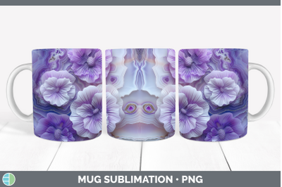 Violet Mug Wrap 3D Agate Flowers Sublimation Coffee Cup Desi