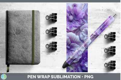 Violet Pen Wrap 3D Agate Flowers Sublimation Pen Designs
