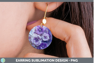 Violet Round Earrings 3D Agate Flowers Sublimation Earrings
