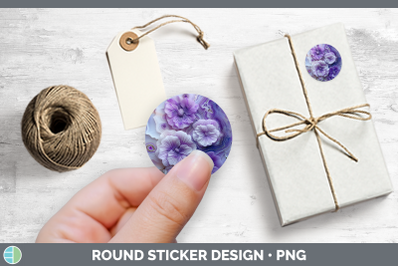 3D Agate Flowers Violet Stickers | Round Labels Designs