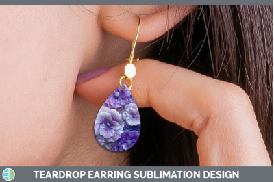 Violet Teardrop Earrings 3D Agate Flowers Sublimation Earrin