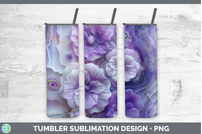 Violet Tumbler 3D Agate Flowers Sublimation 20 oz Skinny Tum