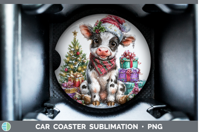 Cow Car Coaster Farm Christmas Santa Sublimation Drink Mat D