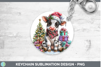 Cow Keychain Farm Christmas Santa Sublimation Keyring Design