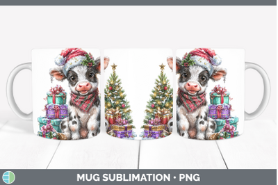 Cow Mug Wrap Farm Christmas Santa Sublimation Coffee Cup Des