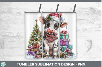 Cow Tumbler Farm Christmas Santa Sublimation 20 oz Skinny Tu