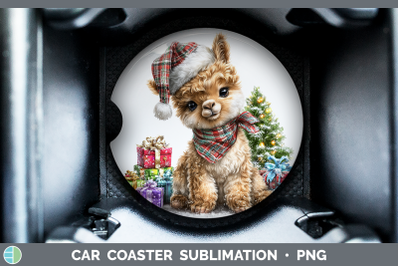 LLama Car Coaster Farm Christmas Santa Sublimation Drink Mat