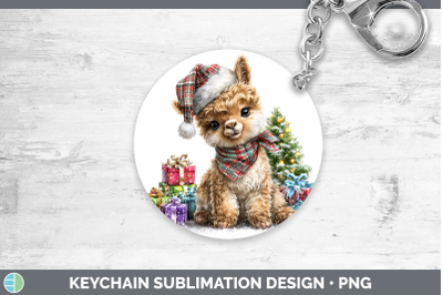 LLama Keychain Farm Christmas Santa Sublimation Keyring Desi