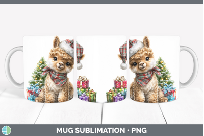 LLama Mug Wrap Farm Christmas Santa Sublimation Coffee Cup D