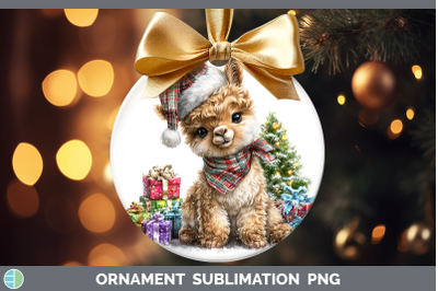 LLama Ornament Farm Christmas Santa Sublimation Bauble Desig