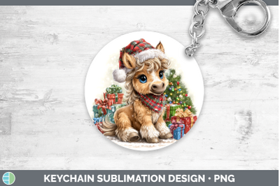 Horse Keychain Farm Christmas Santa Sublimation Keyring Desi