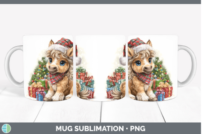 Horse Mug Wrap Farm Christmas Santa Sublimation Coffee Cup D