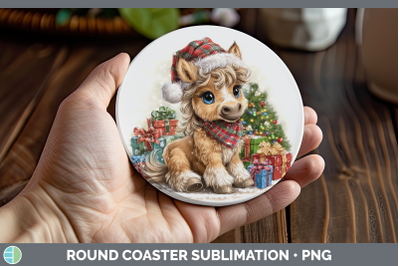 Horse Round Coaster Farm Christmas Santa Sublimation Coaster