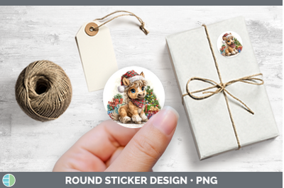 Farm Christmas Santa Horse Stickers | Round Labels Designs