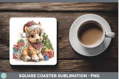 Horse Square Coaster Farm Christmas Santa Sublimation Drink