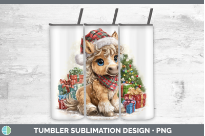 Horse Tumbler Farm Christmas Santa Sublimation 20 oz Skinny