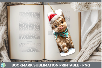 Highland Cow Bookmark Farm Christmas Santa Sublimation Print