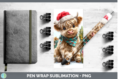 Highland Cow Pen Wrap Farm Christmas Santa Sublimation Pen D