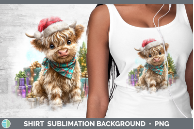 Highland Cow Shirt Farm Christmas Santa Sublimation Backgrou