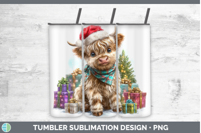 Highland Cow Tumbler Farm Christmas Santa Sublimation 20 oz