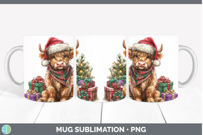 Bull Mug Wrap Farm Christmas Santa Sublimation Coffee Cup De