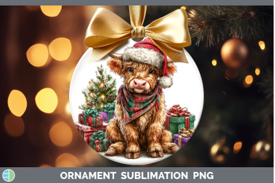 Bull Ornament Farm Christmas Santa Sublimation Bauble Design