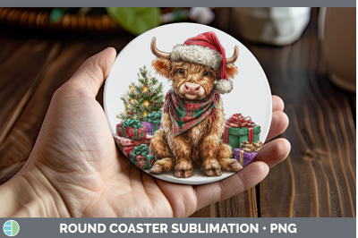 Bull Round Coaster Farm Christmas Santa Sublimation Coaster