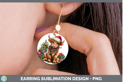 Bull Round Earrings Farm Christmas Santa Sublimation Earring