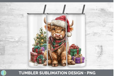 Bull Tumbler Farm Christmas Santa Sublimation 20 oz Skinny T