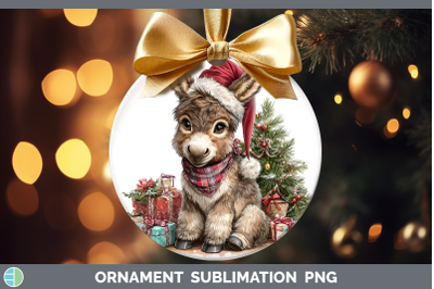 Donkey Ornament Farm Christmas Santa Sublimation Bauble Desi