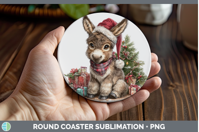 Donkey Round Coaster Farm Christmas Santa Sublimation Coaste