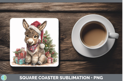 Donkey Square Coaster Farm Christmas Santa Sublimation Drink