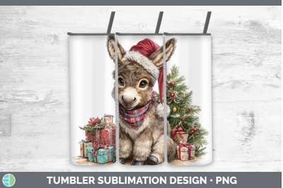 Donkey Tumbler Farm Christmas Santa Sublimation 20 oz Skinny