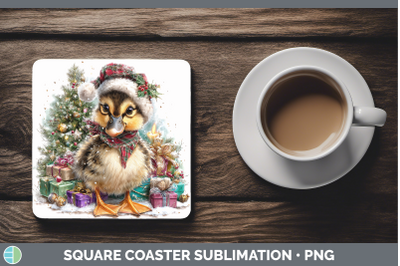 Duck Square Coaster Farm Christmas Santa Sublimation Drink M