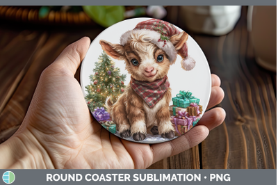 Goat Round Coaster Farm Christmas Santa Sublimation Coaster