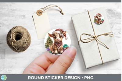 Farm Christmas Santa Goat Stickers | Round Labels Designs