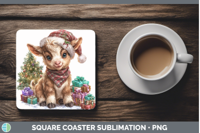 Goat Square Coaster Farm Christmas Santa Sublimation Drink M