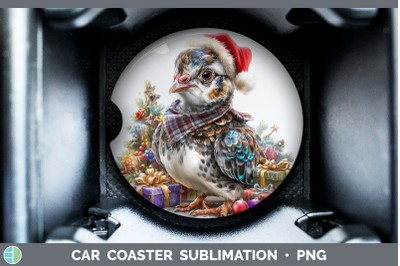 Guinea Hen Car Coaster Farm Christmas Santa Sublimation Drin