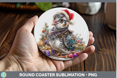 Guinea Hen Round Coaster Farm Christmas Santa Sublimation Co