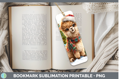 Alpaca Bookmark Farm Christmas Santa Sublimation Printable D