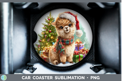 Alpaca Car Coaster Farm Christmas Santa Sublimation Drink Ma