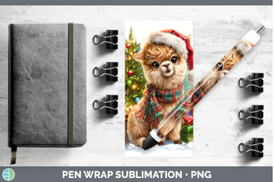 Alpaca Pen Wrap Farm Christmas Santa Sublimation Pen Designs