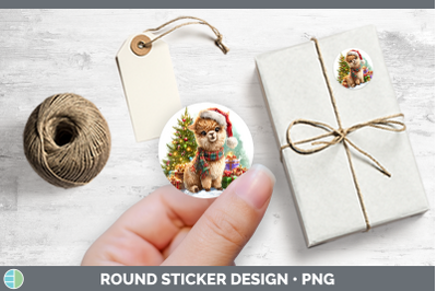 Farm Christmas Santa Alpaca Stickers | Round Labels Designs