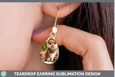 Alpaca Teardrop Earrings Farm Christmas Santa Sublimation Ea