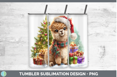 Alpaca Tumbler Farm Christmas Santa Sublimation 20 oz Skinny